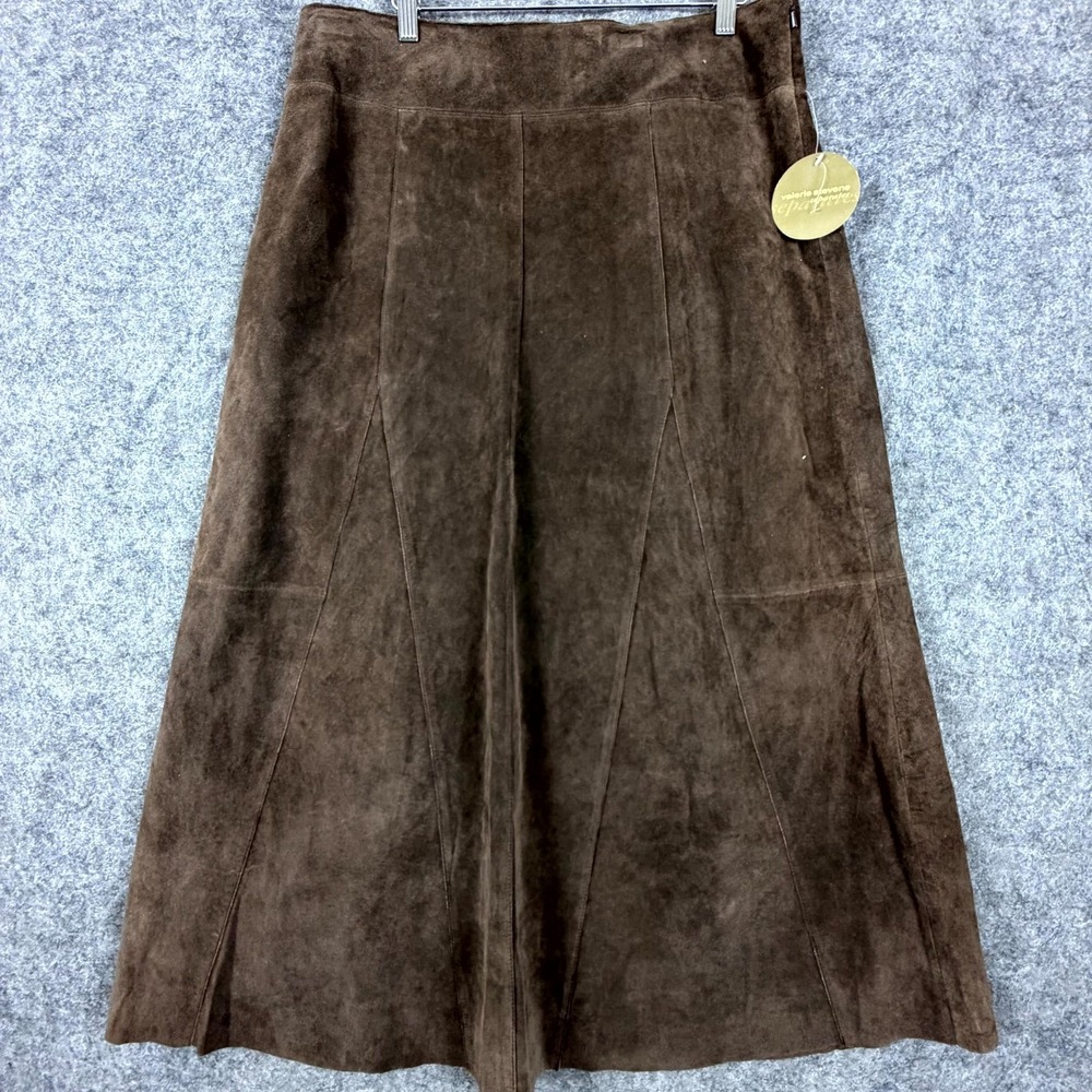 Valerie Stevens Separates A-Line Suede Skirt Womens 14 Brown Leather Cowgirl
